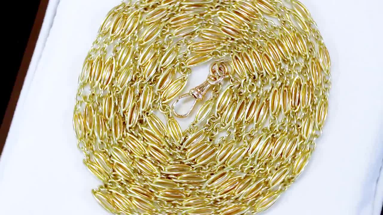 アンティーク ヴィクトリアン 18金イエローゴールドチェーン - Etsy 日本
