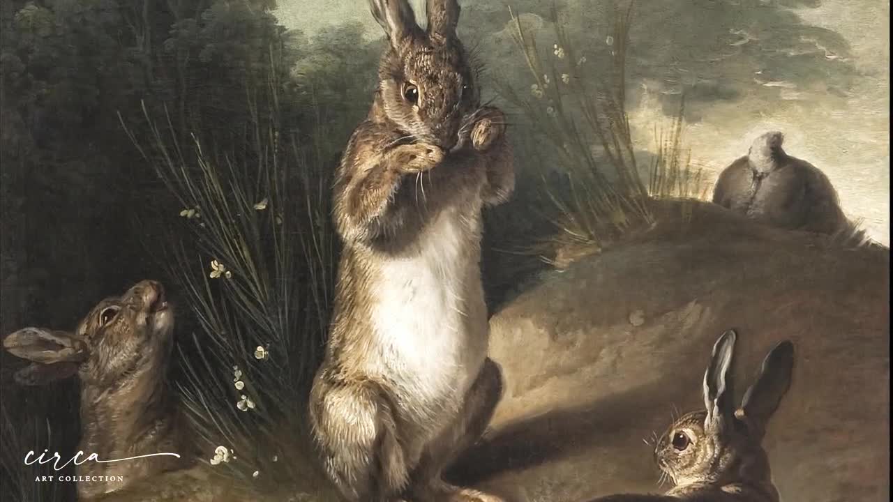 Buy Vintage Wild Rabbits Print: Antique Spring Wall Art (digital