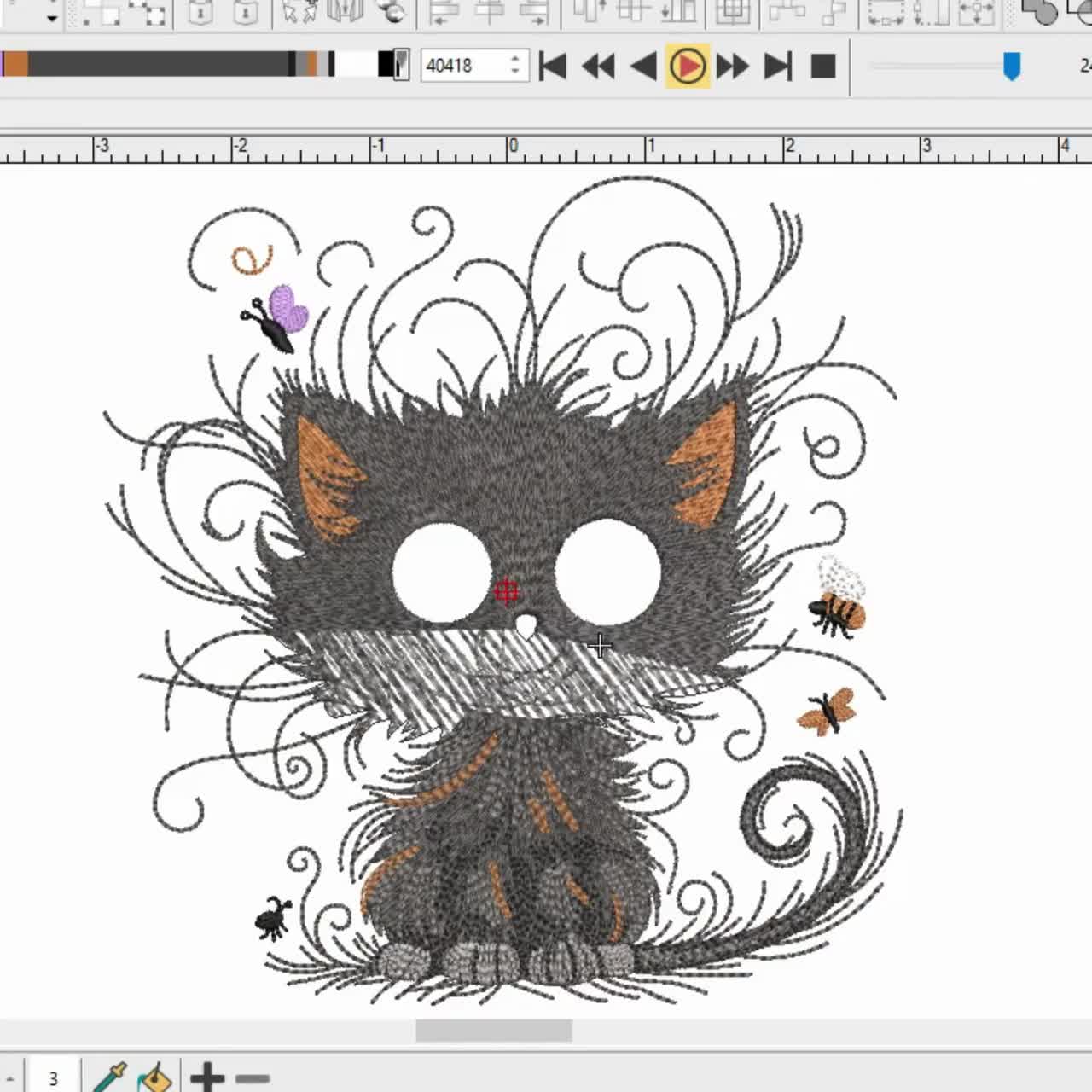 フラズルドキャット刺繍デザイン：面白い動物の機械刺繍ファイル（9サイズ、デジタルダウンロード） video poster
