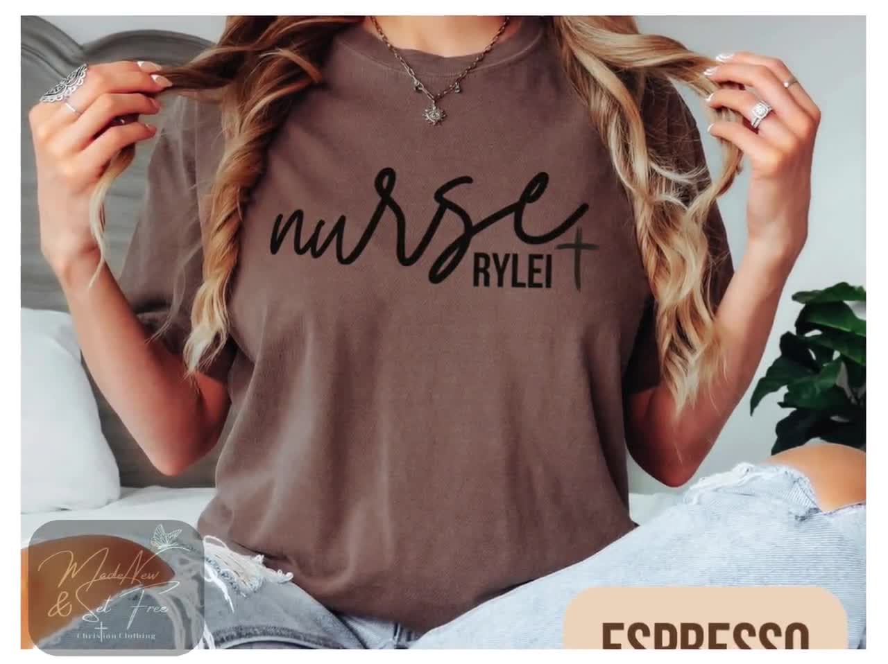 Camiseta de enfermera cristiana personalizada, regalo de enfermería de urgencias, camiseta de agradecimiento para enfermeras registradas, atuendo de graduación de enfermería, vida de enfermera video poster