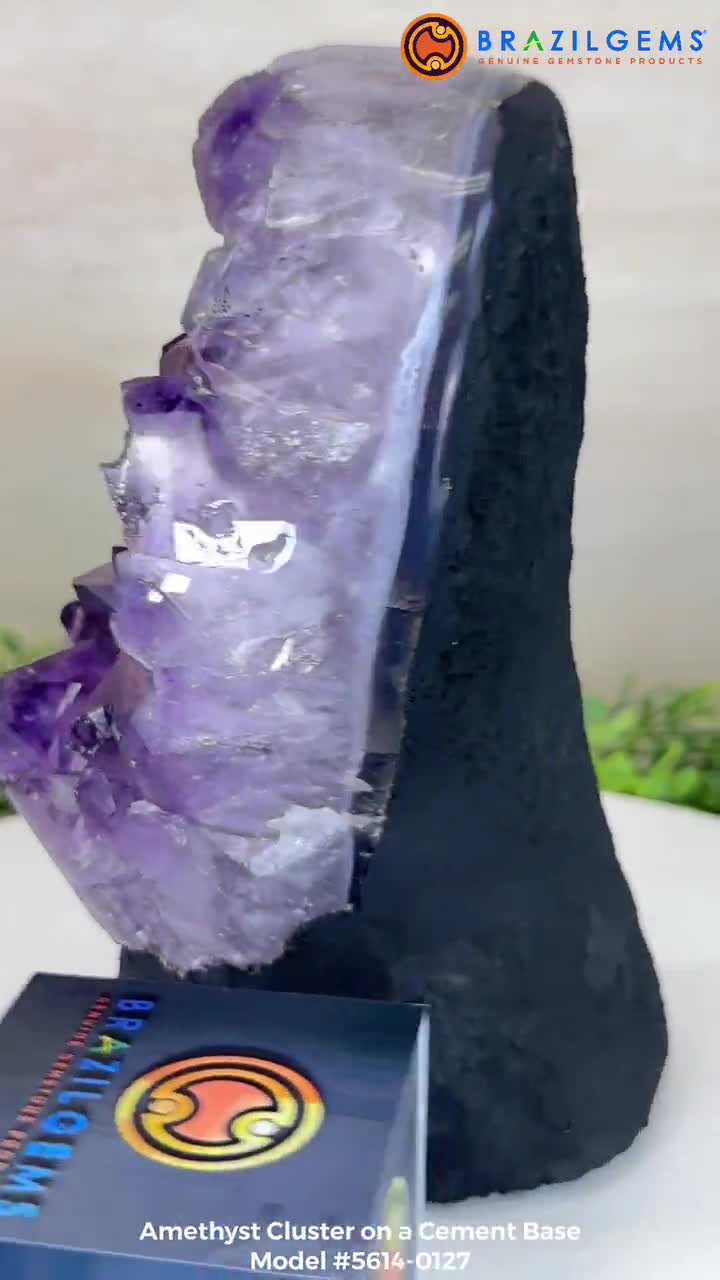 超高品質アメジスト クラスター、セメント ベース、8.2 ポンド、高さ