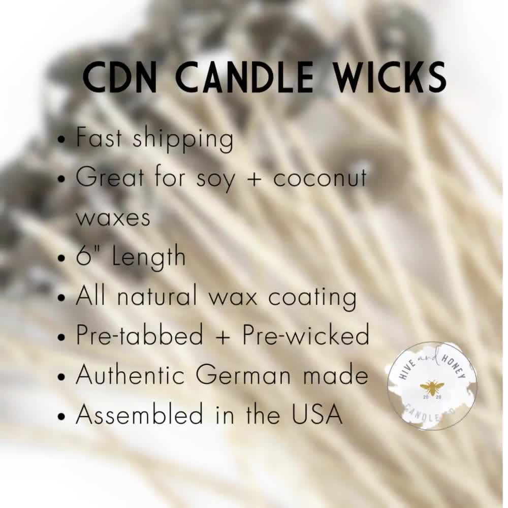HPSP 197 66 6 Pretabbed Wick HPSP Candle Wicks 6 Inches Natural Prewaxed  Wicks Pack of 12 or 100 Best Wicks for Coconut Wax 