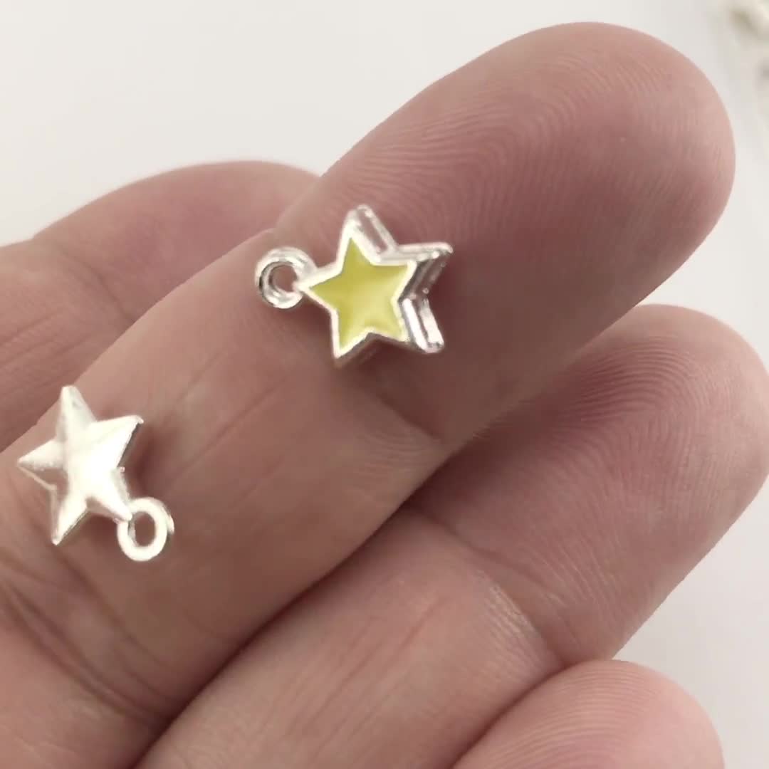 15/30pcs Yellow Enamel Star Charms for Jewelry Making, 8mm Bulk Pack  CHA1389 