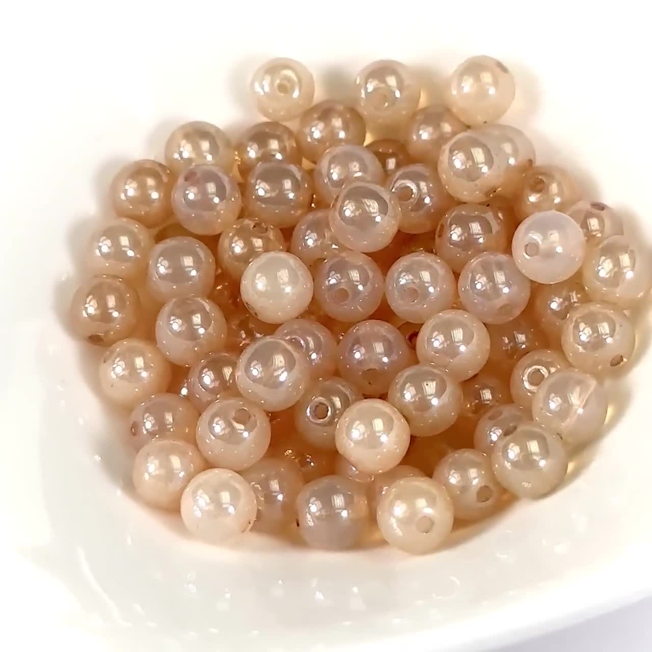 Czech Pressed Druk Round Smooth Glass Beads 6mm Beige Opal 80