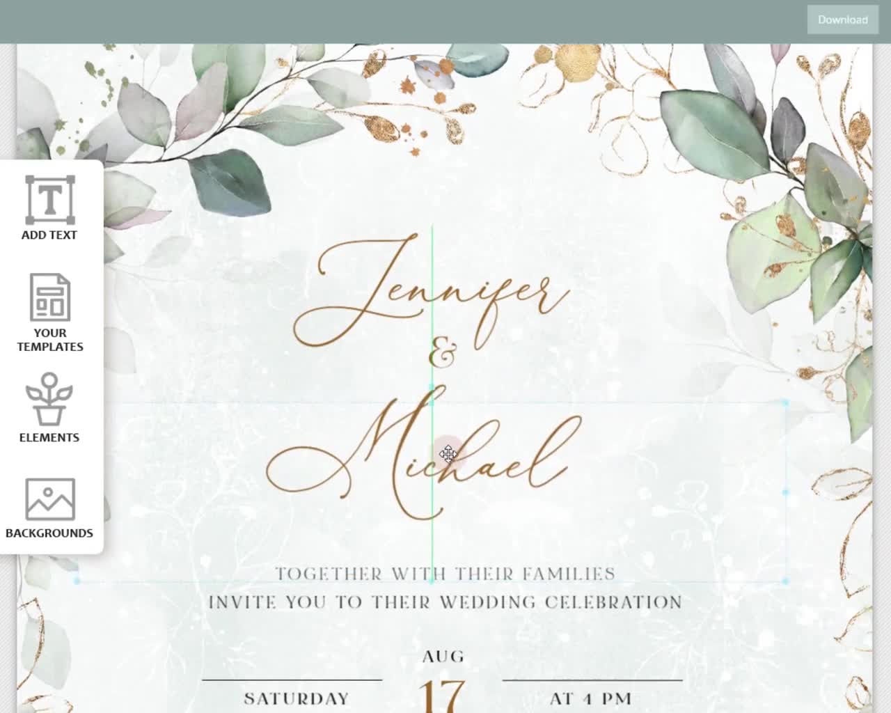 CLEO Folded Wedding Invitation Template, Bi-fold Wedding Invite