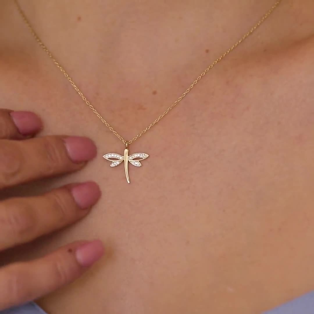 Collar De Libélula Dorada: Colgante De Circonita Cúbica, Joyería Inspirada En La Naturaleza - España
