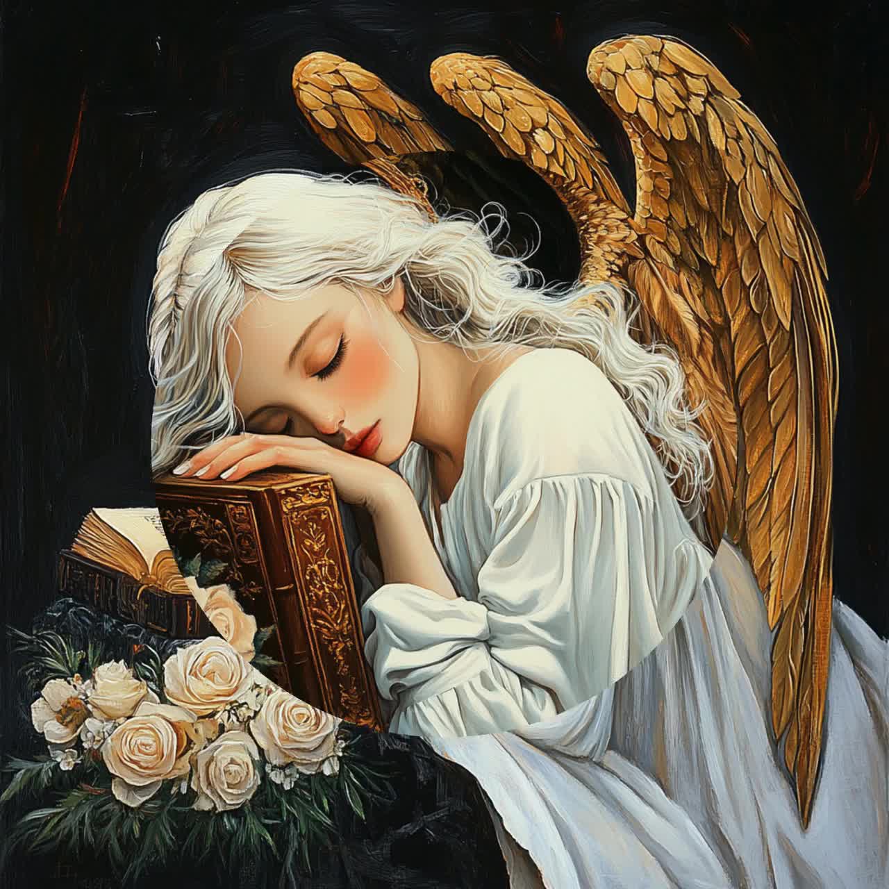 9 Sleeping Angel Poster, Large Square Artwork, Digital Images