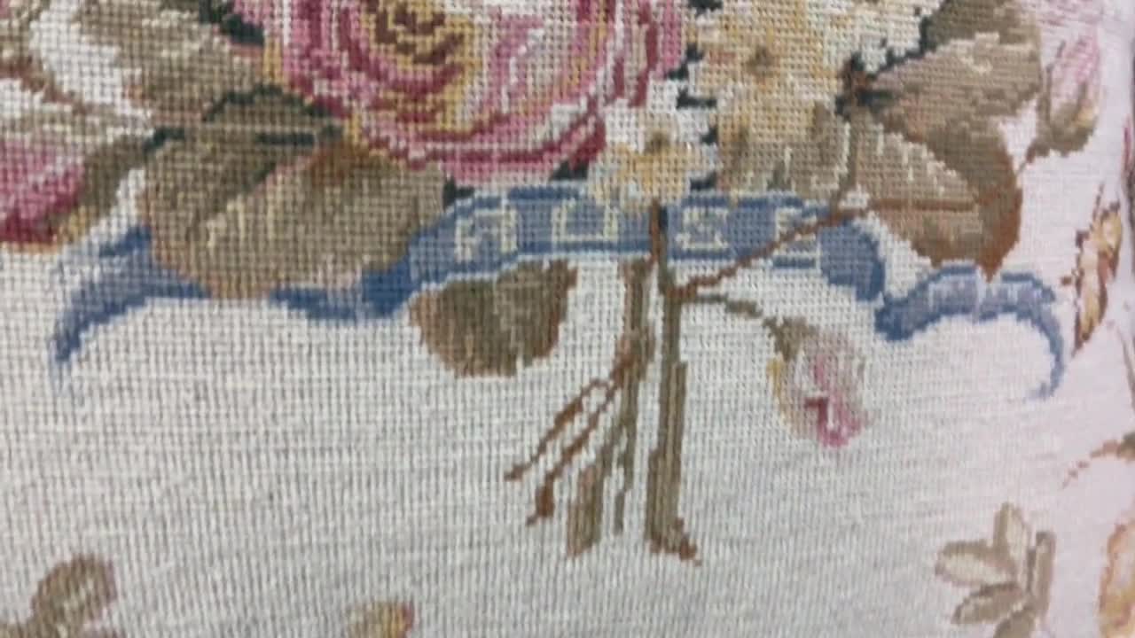 Handmade Antique Needlepoint Pillow Beautiful Floral Pattern