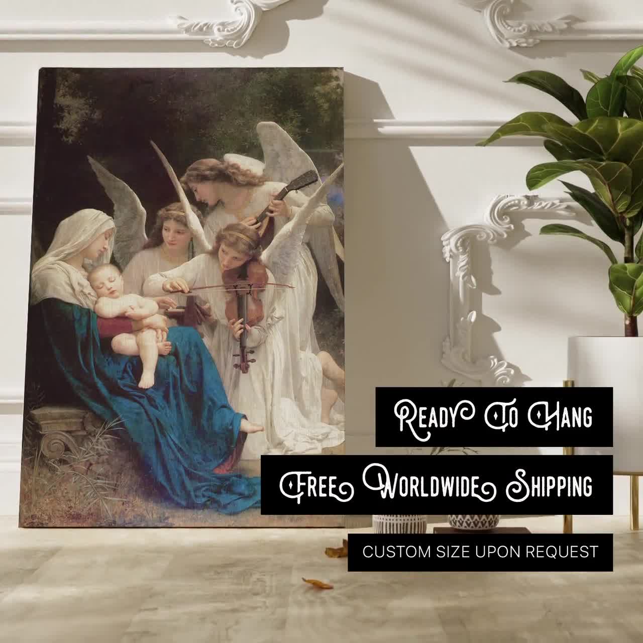 天使の聖母キャンバス壁アート - ウィリアム・アドルフ・ブグローの