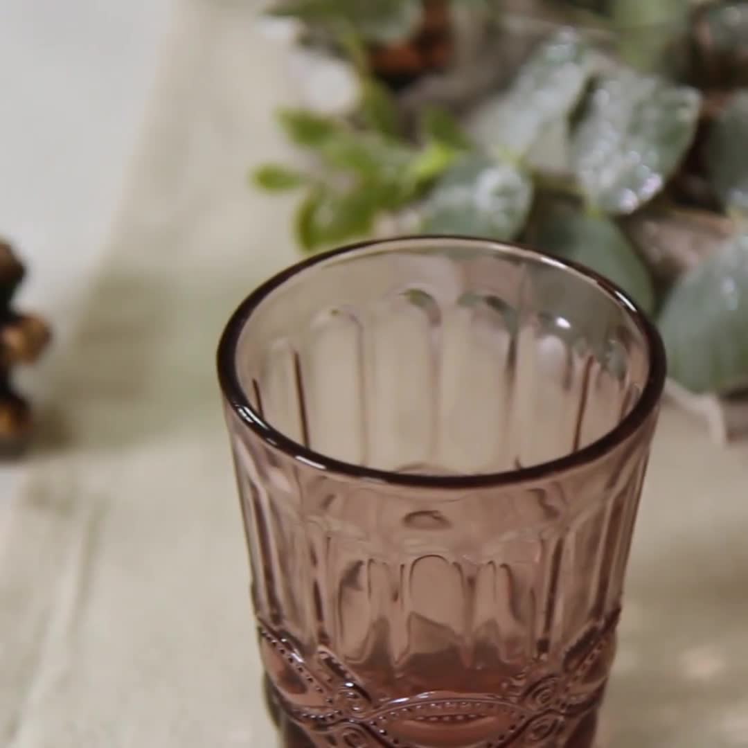 Pink Drinking Glasses Set Of 4 Glassware Vintage Highball Tumblers Water  Juice