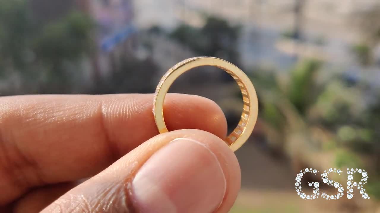 ★TOU★ [29CM Exclusive] WFN010 Baguatte Fullsetting Ring Vakki Baguette Round Half Eternity Ring for Women Cubic
