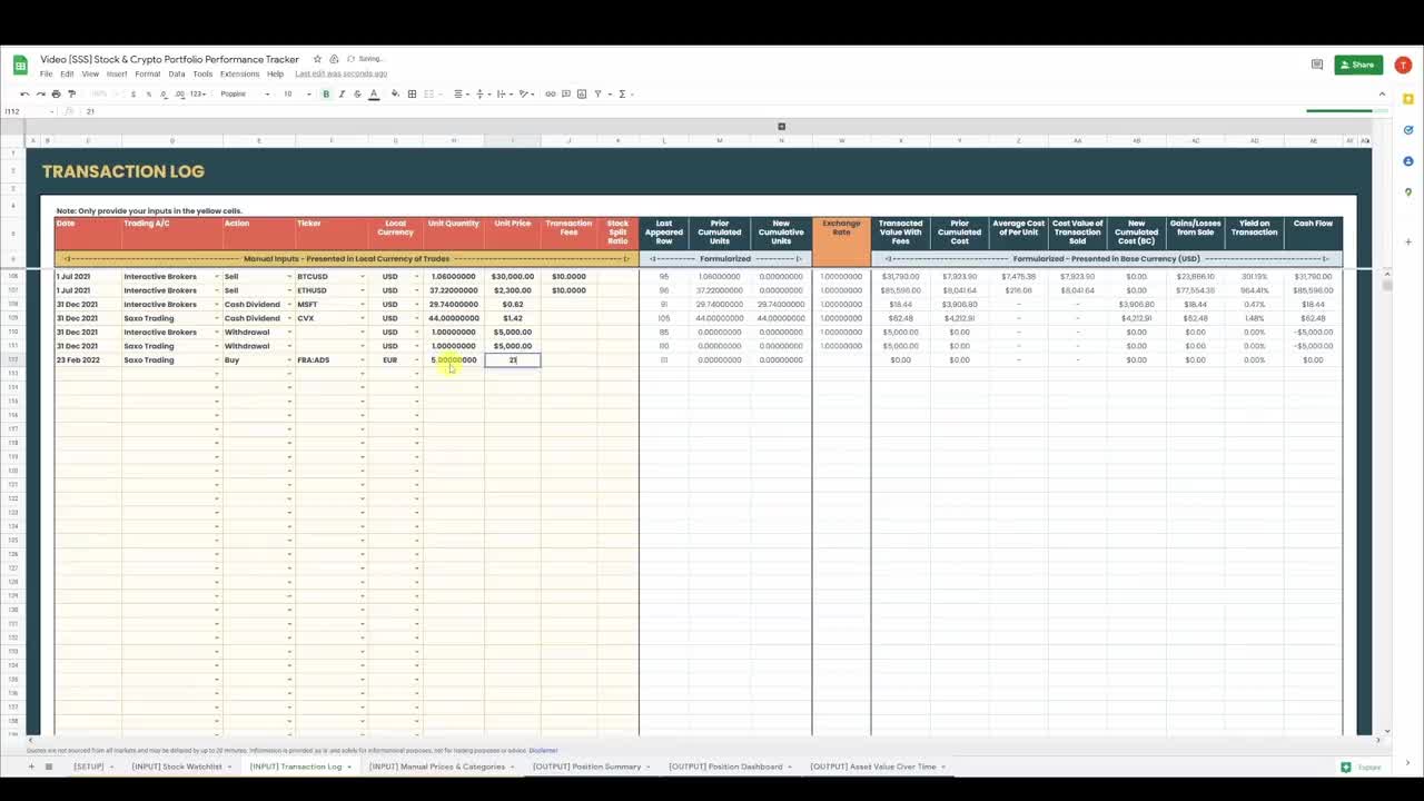 Stock & Crypto Portfolio Performance Tracker [Multi-Year] | Google Sheets  Only | Excel Not Supported