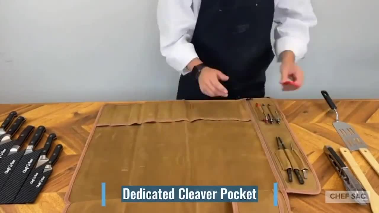 Waxed Canvas Elite Chef Knife Roll Bag by Chef Sac