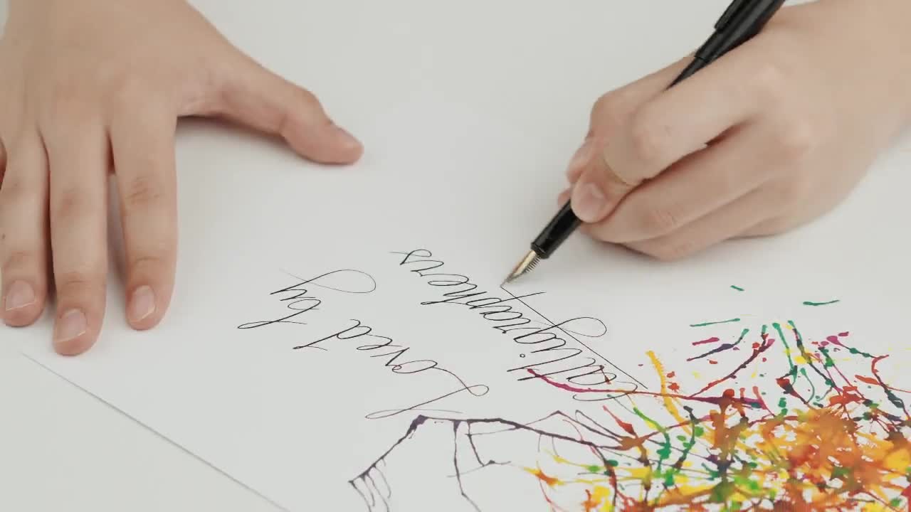 Wordsworth & Black Fountain Pen Set - 2 Pens, 18 ml Black Ink, 60 Cartridges, Converter, 4 Broad Nibs and Brush video poster