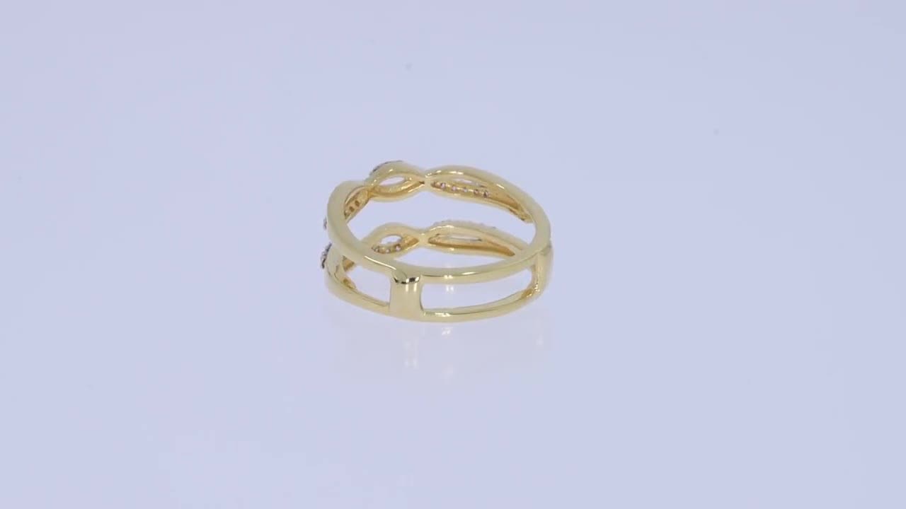 Moissanite Diamond Enhancer Guard Ring, Twisted Infinity, 14K Gold Over Sterling Silver video poster