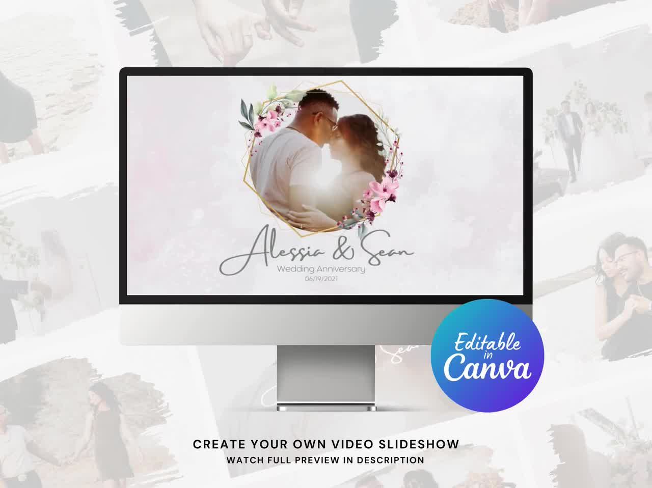 Wedding Anniversary Canva Slideshow Video Template for Family, Wedding,  Birthday Photos