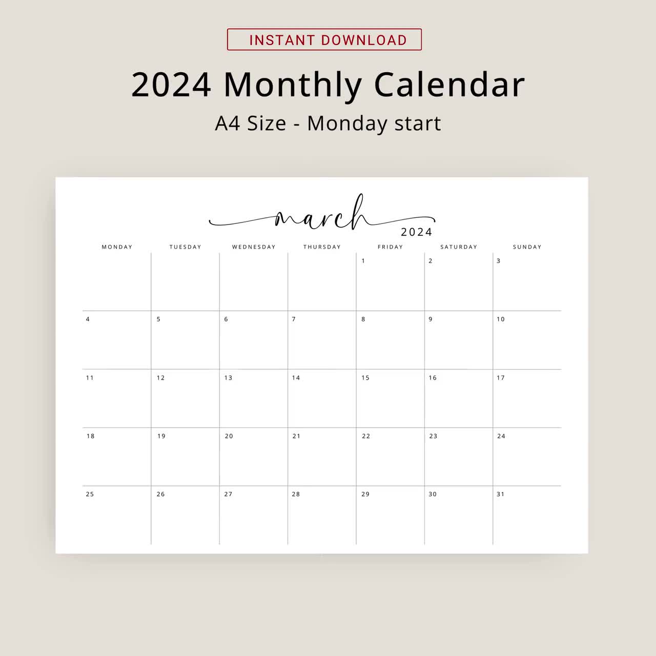 Calendario 2024 En Español Calendario Anual 2024 Para Imprimir Spanish  Calendar 2024 Printable Spanish Minimalist Calendar A3 A4 Letter Size -   Denmark