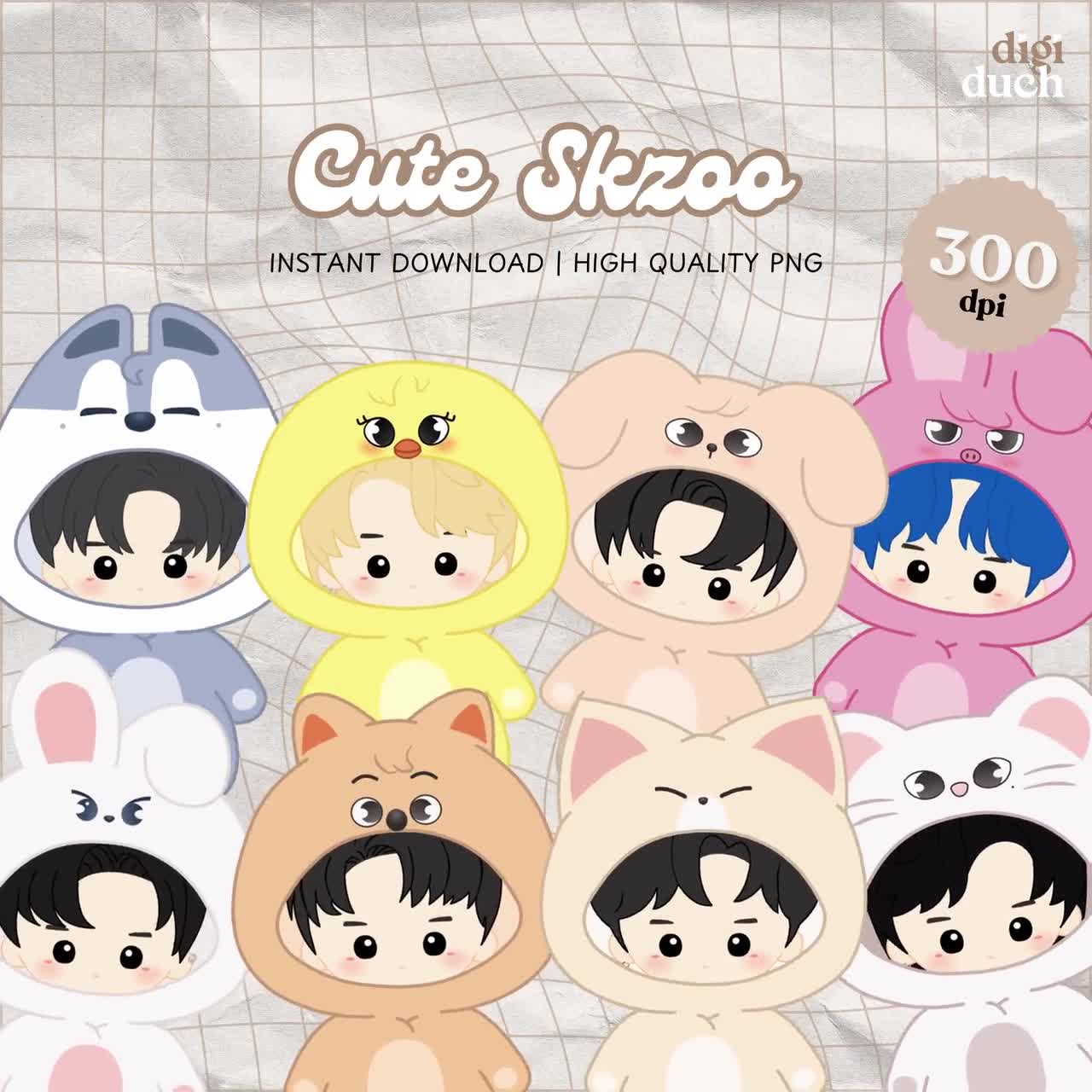 16 Stray Kids SKZOO Kawaii Chibi Printable Clipart、Skzoo Png
