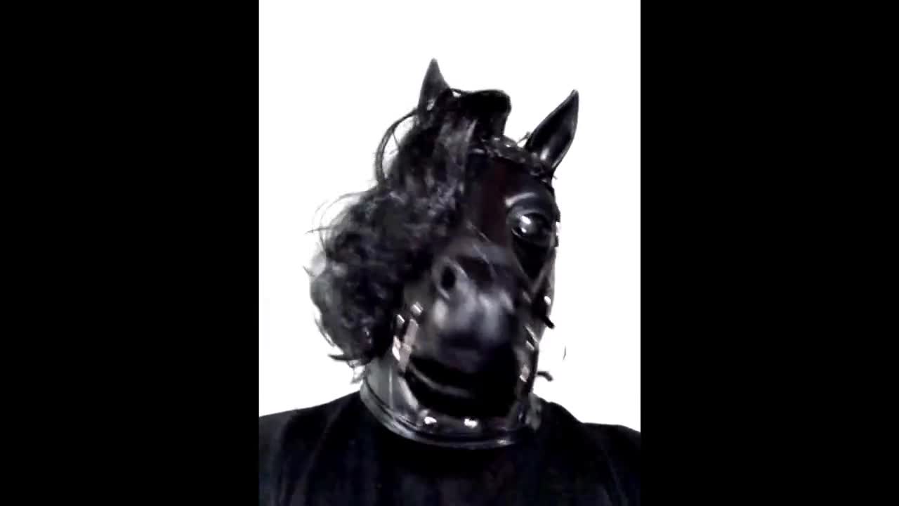 Pony Play Latex Mask, with Transparent Acrylic Eyes, Black Horse latex  Hood, Fetish Handmade