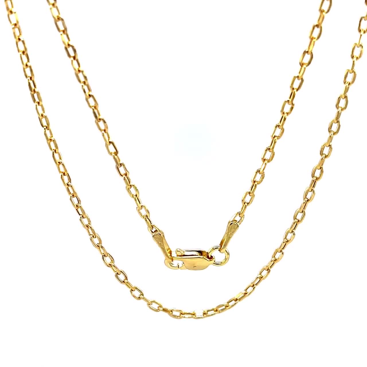 Jewelheart 14K Real Gold Link Chain Necklace - 2mm Diamond Cut Cable Chain - Dainty 10K Yellow Gold Necklace for Women Girls with Lobster Clasp 14