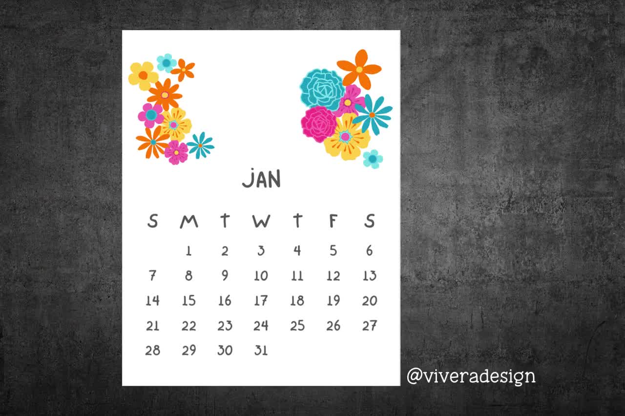 2024 HANDWRITTEN CALENDAR Scrapbook Clip Art Printable Digital