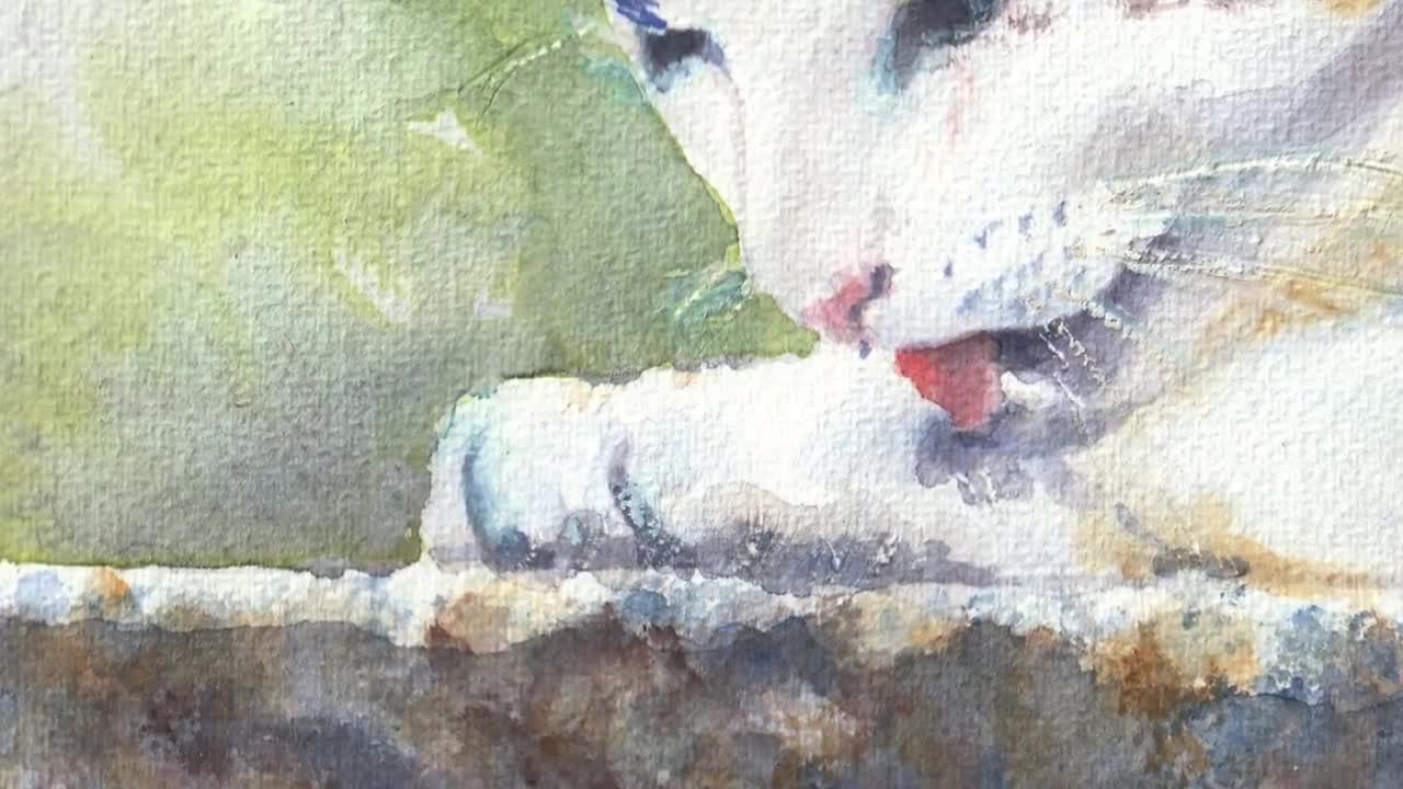 【鶴林】猫の油彩画 小型と猫 水彩画 猫 絵画 子猫 イラスト 水彩色鉛筆 油彩色鉛筆 原画 猫ちゃん - メルカリ