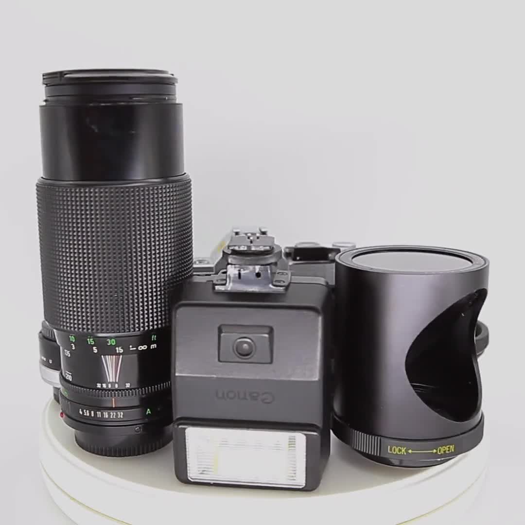 Canon AE-1 SLR Camera W/ Lenses, Flash, Case - 1980 Olympic