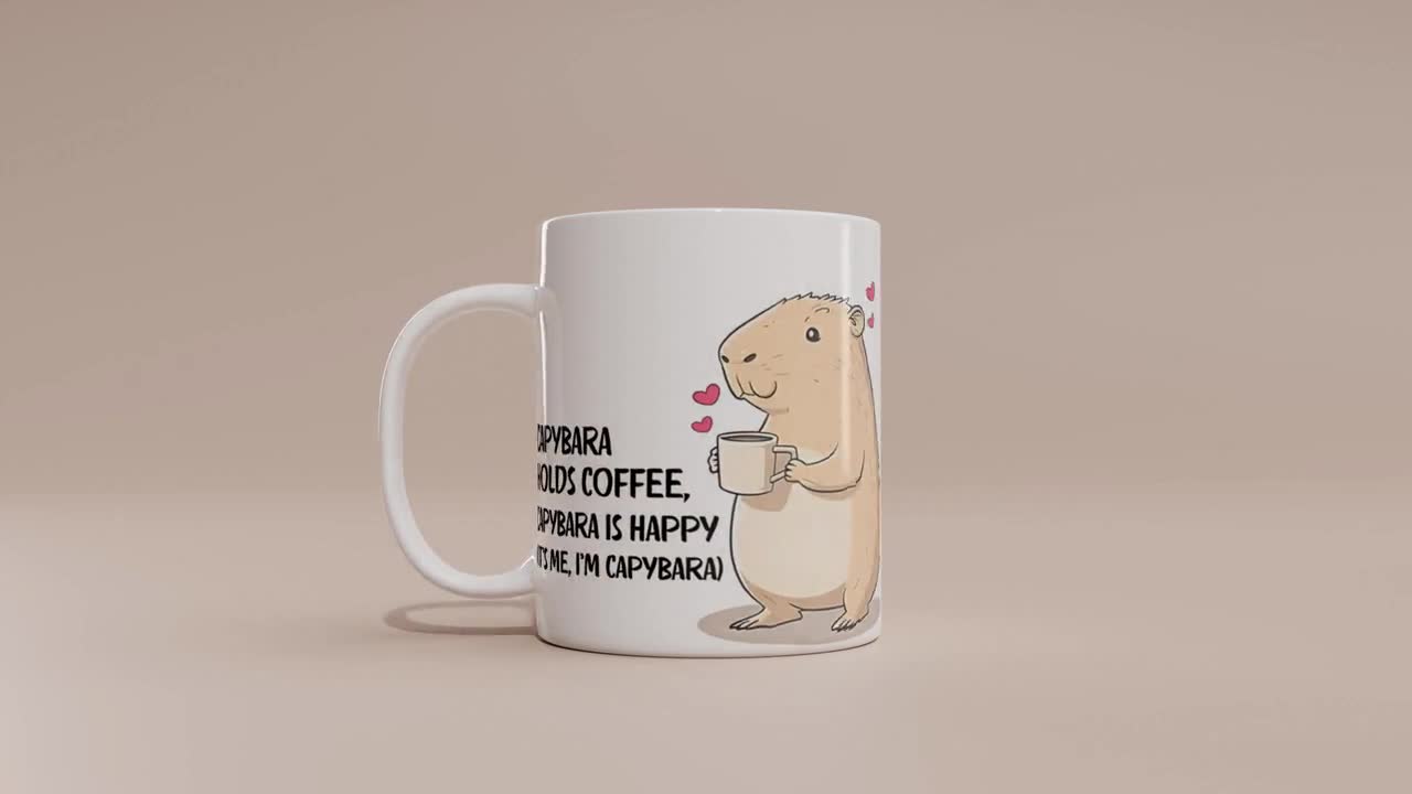 Carino Capybara Tazza con coperchio, 450 l, fora 3D, divertente