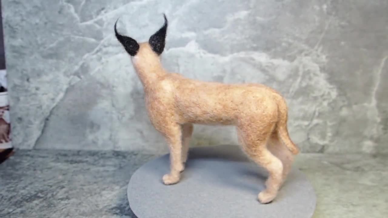 CARACAL Needle Felted Collectible Realistic Animals Handmade -  Norway