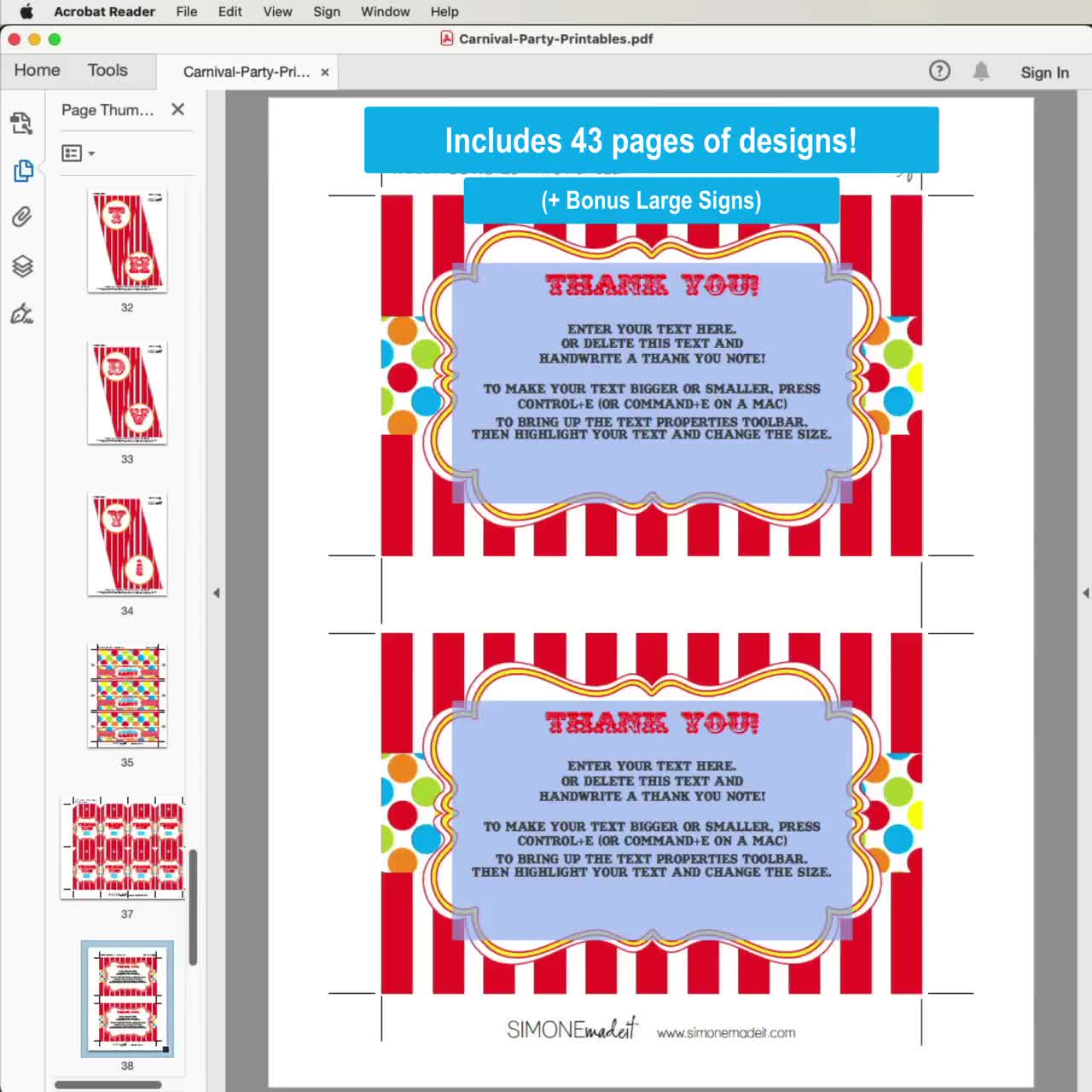 Carnival Party Signs Printable Editable Text PDF Instant Download  Personalize at Home With Adobe Reader Red White & Blue Dots Stripes -   Ireland