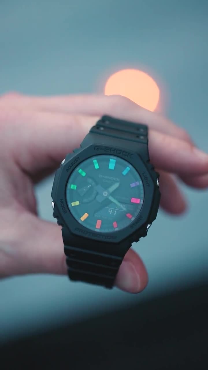 Casio Mod Custom Gshock GA2100 Black & Rainbow - High