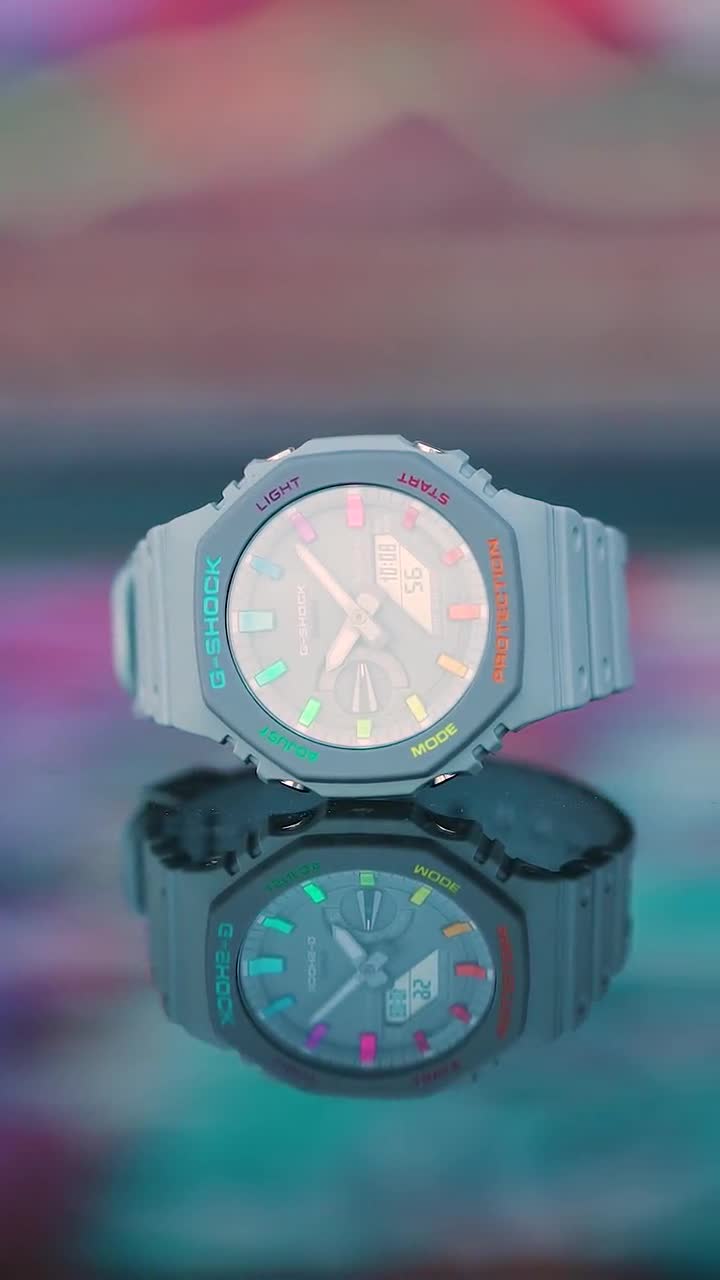 Casio G Shock Grey Rainbow - Casioak Mod Ga2100 - Wrist Watch