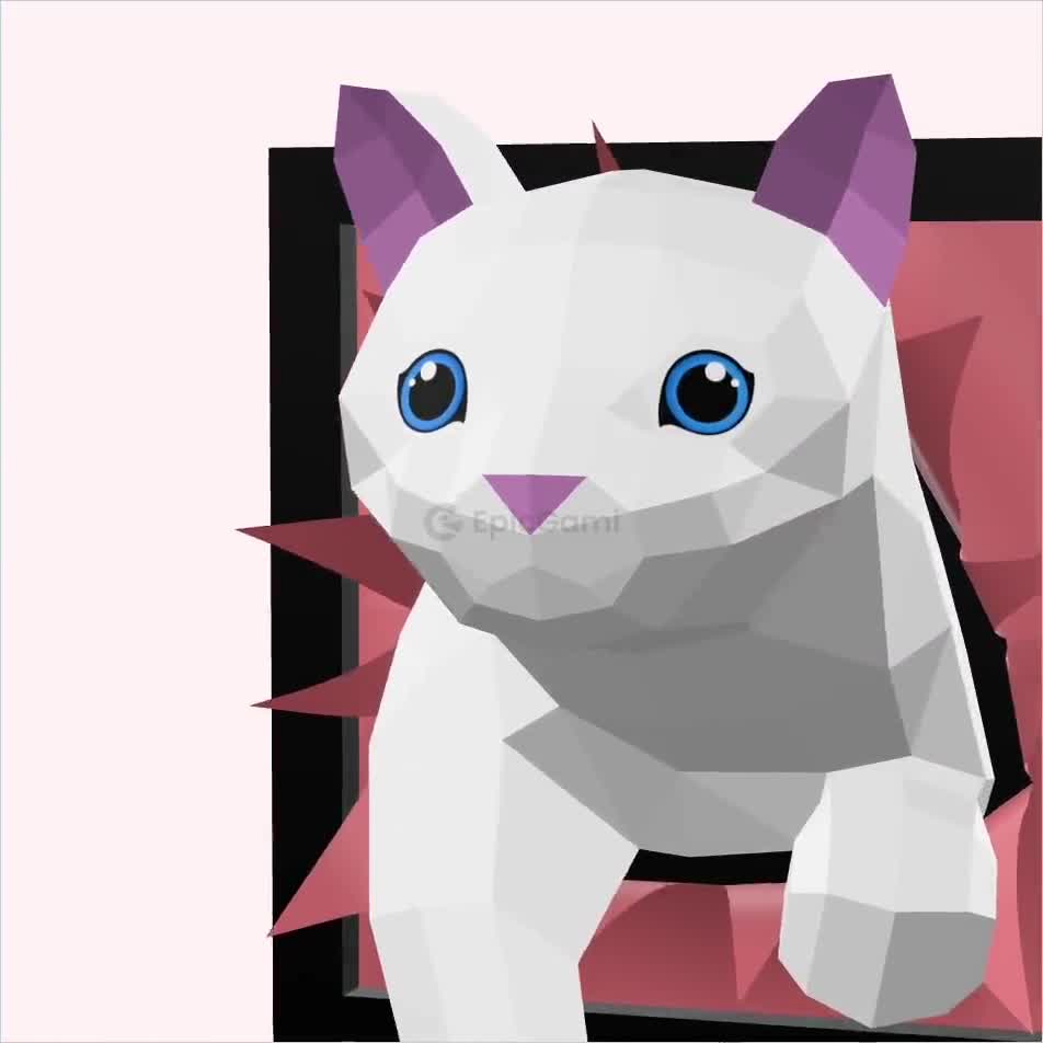 猫の 3D ペーパークラフト SVG および PDF、DIY