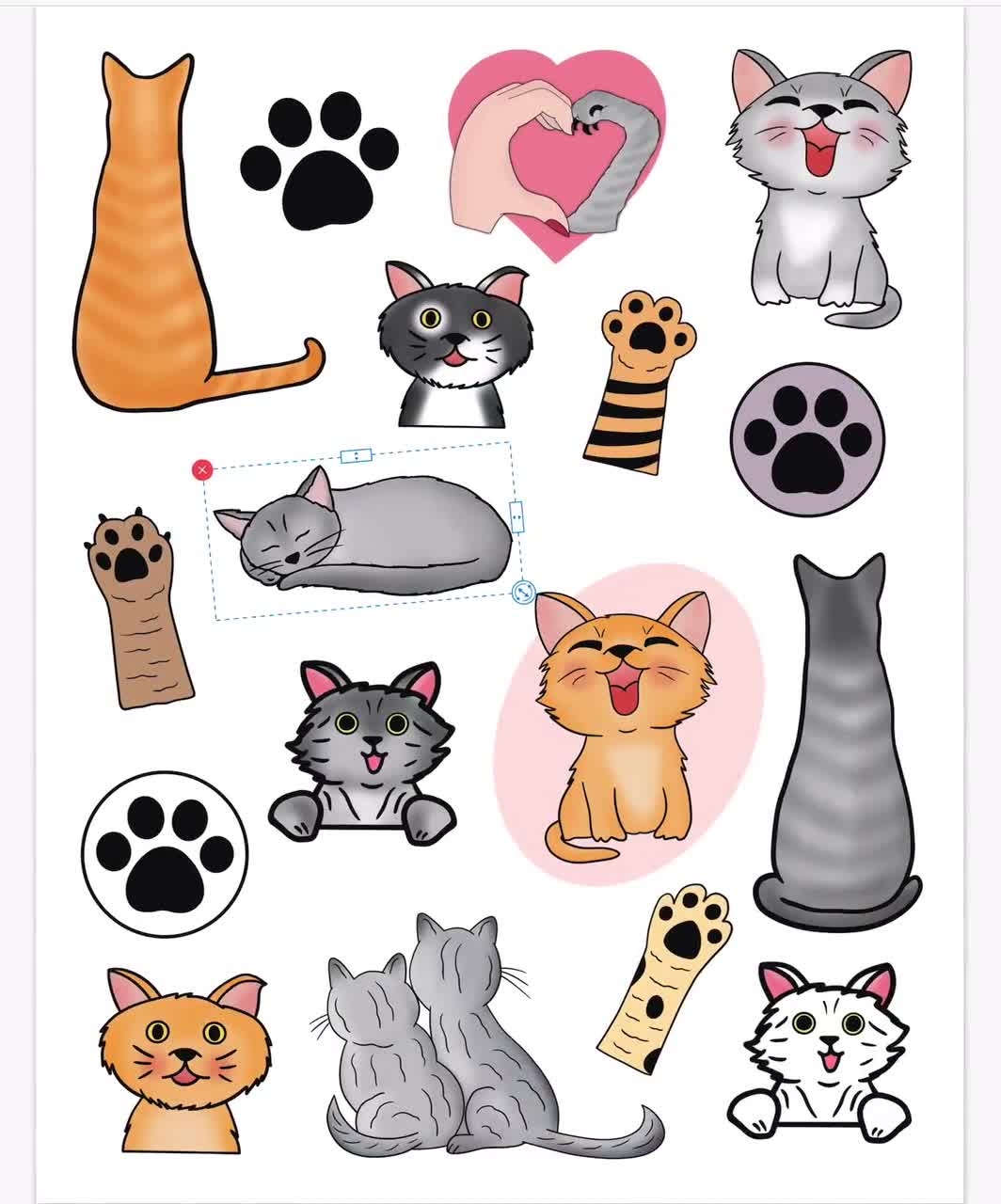 CATS Digital Stickers for Goodnotes, Kitten Pre-cropped Digital