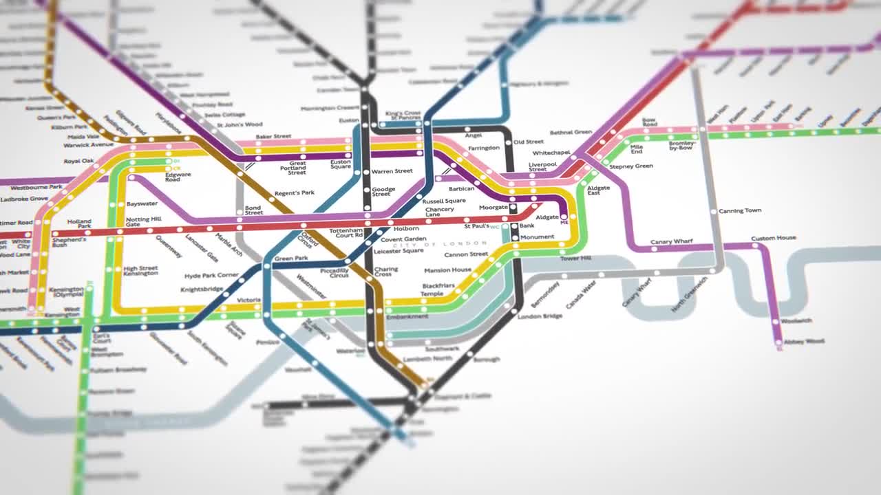ロンドン地下鉄 横長ライトモード 地下鉄路線図 / ミニマルポスター