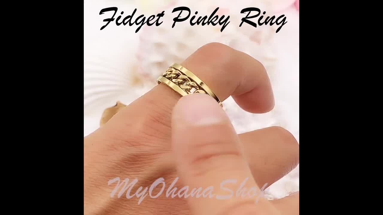 Stainless Steel Spinning Anxiety Relief Ring Open Adjustable Size Creative Anxiety Beads Fidget