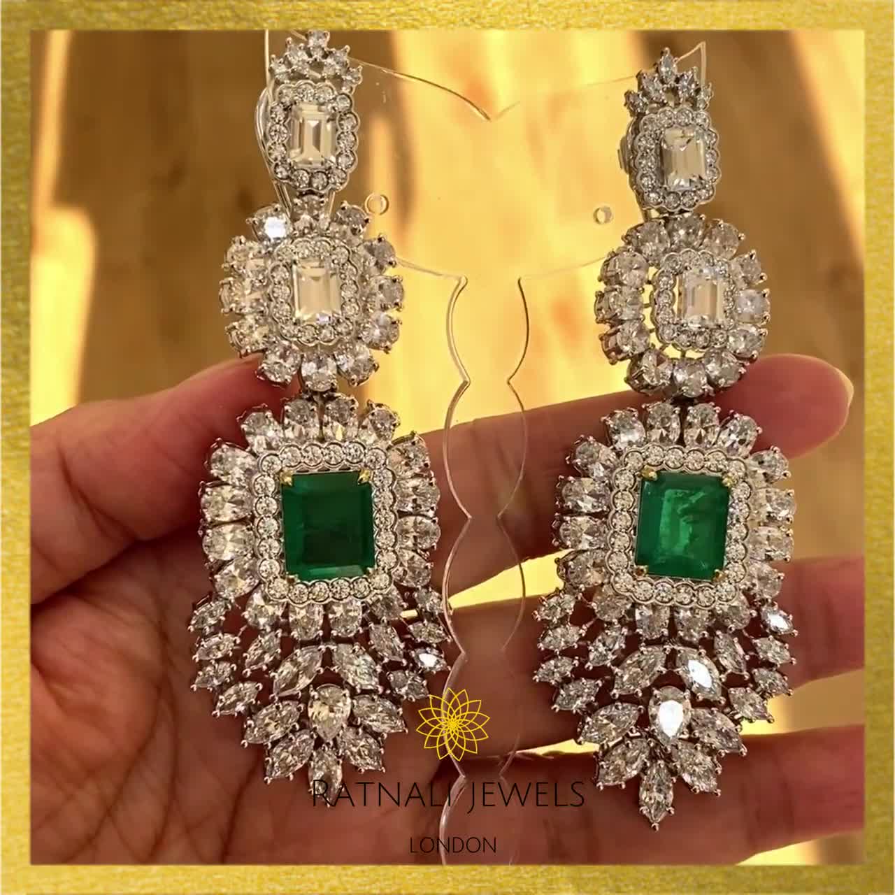 Buy Emerald Chandelier Earrings Bridal Emerald Drop Earrings Online in  India  Etsy