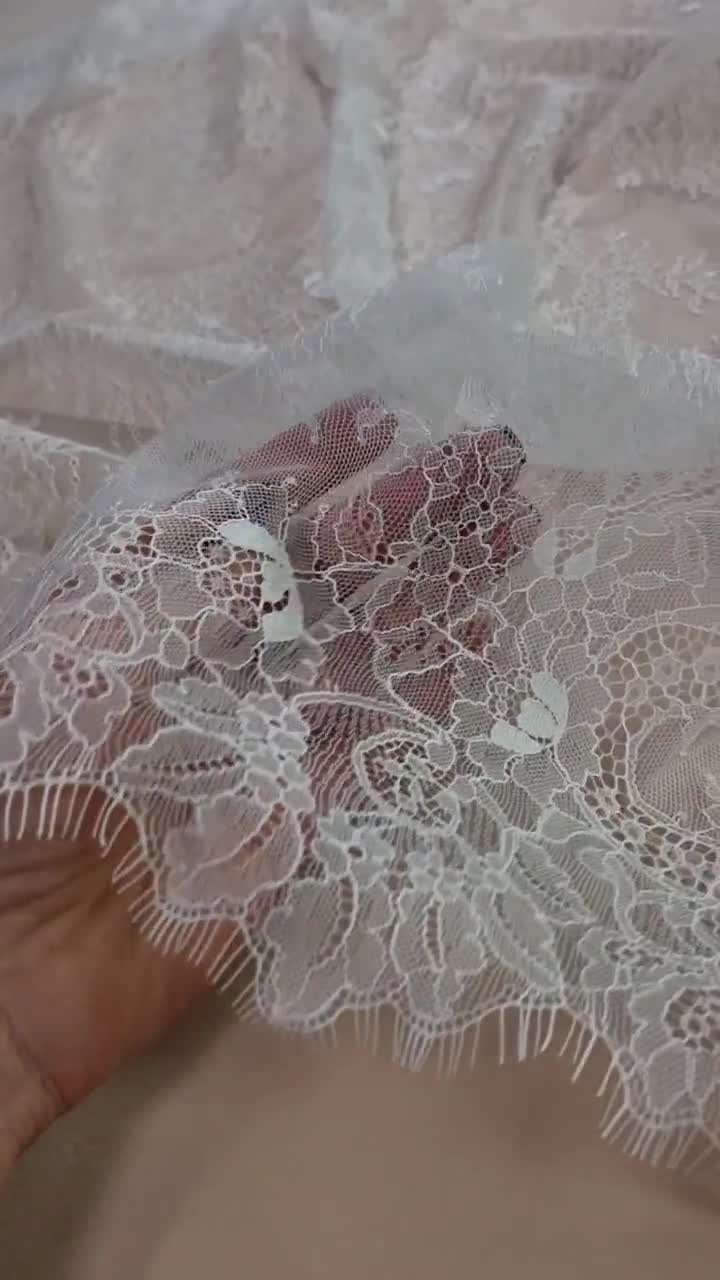 Ivory Lace Fabric, Embroidered Lace, French Lace, Wedding Lace