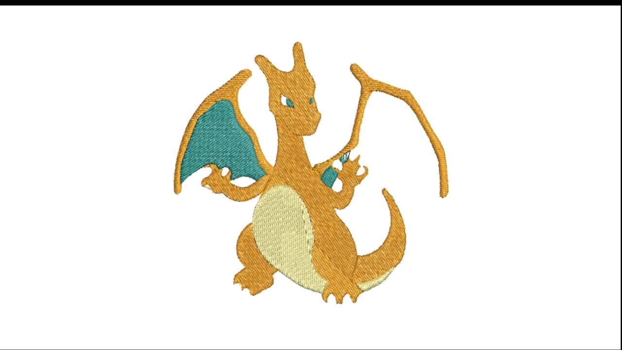 刺繍デザイン ポケモン リザードン、ポケモン リザードン 刺繍デザイン