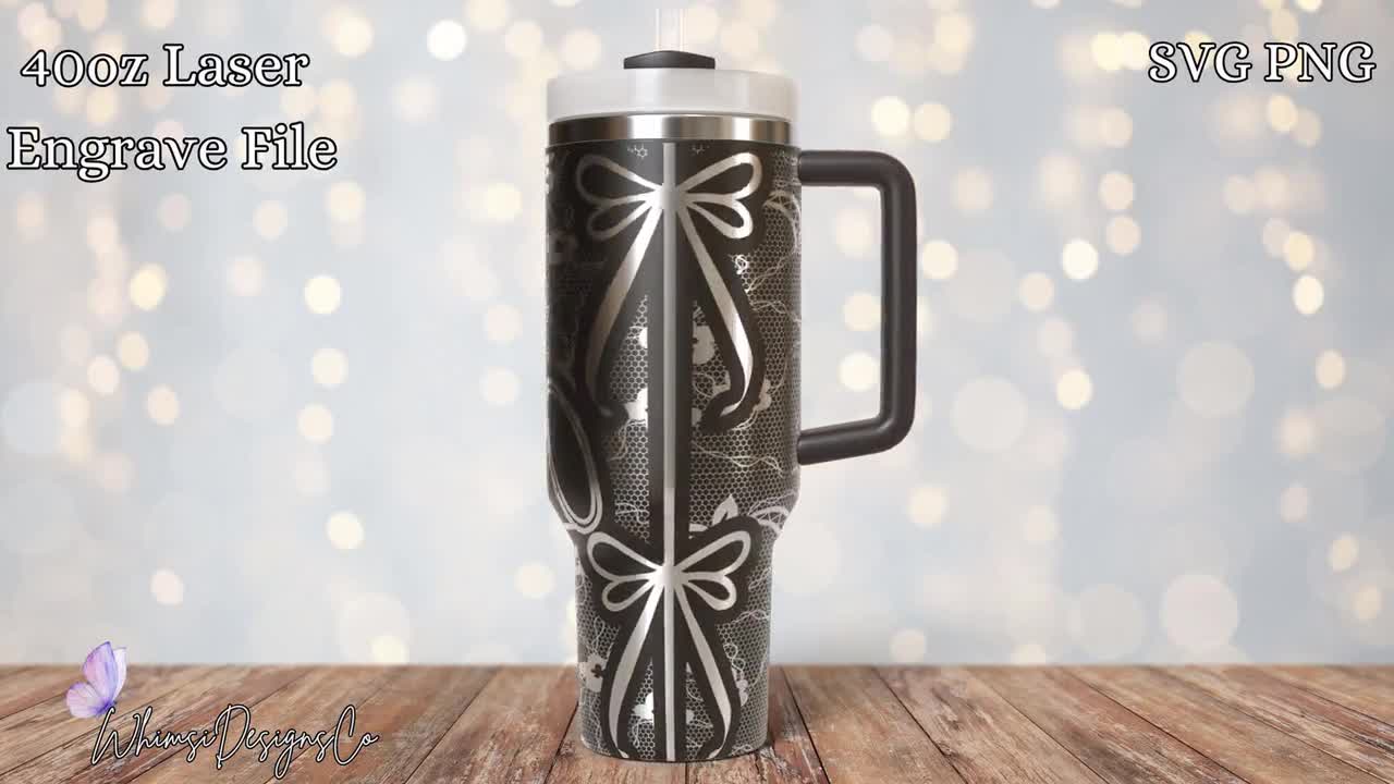 Cheerleader 40oz Tumbler Laser Engrave File, 40oz Quencher Coquette and Lace Tumbler Wrap SVG and PNG File, Cheer Mom Laser Engraving video poster