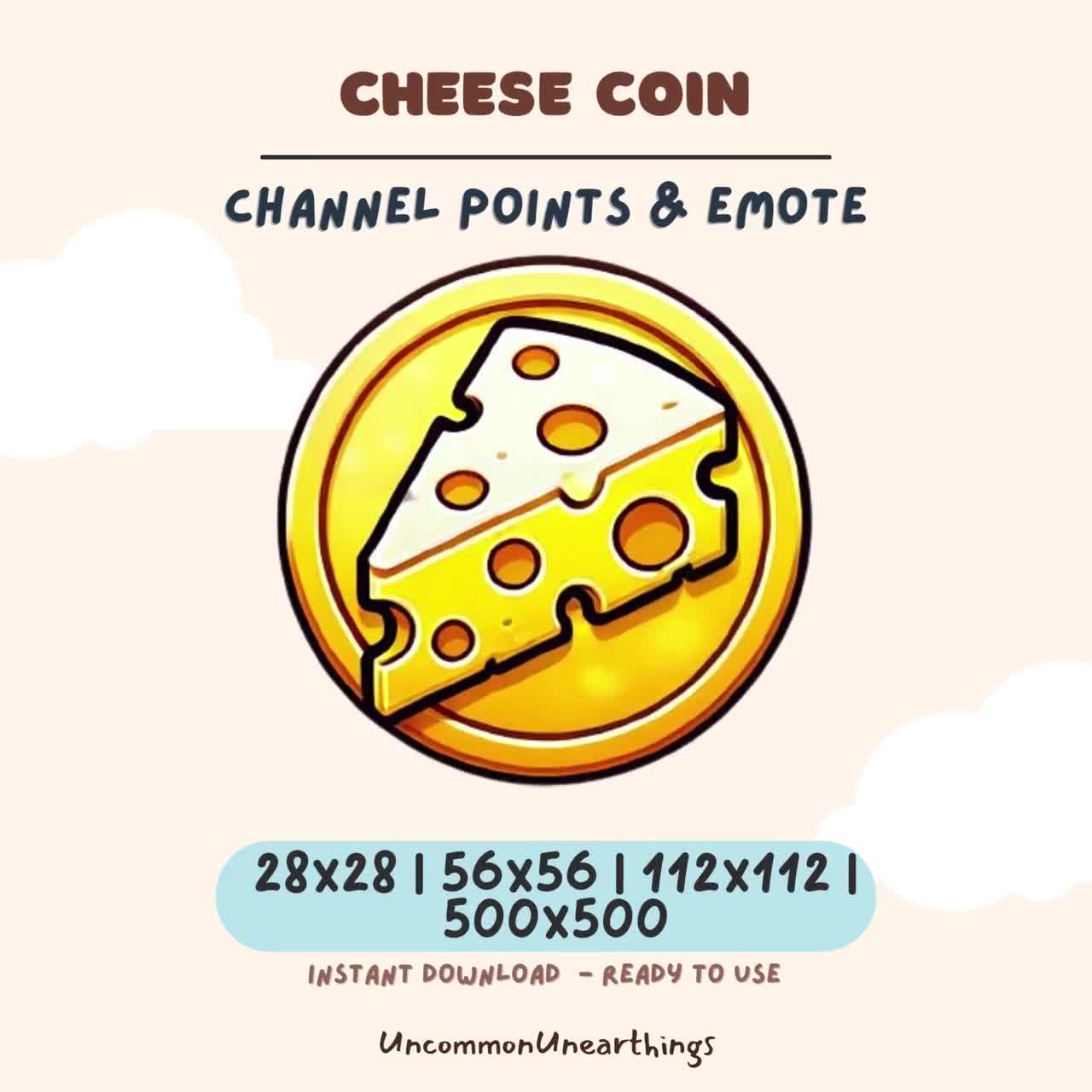 Cheese Coin Emote: Kawaii Twitch Stream Asset (Digital Download)