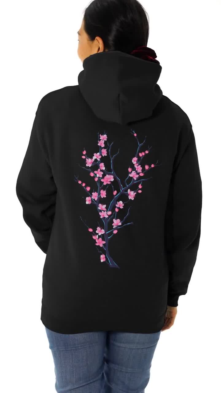 Cherry Blossom Hoodie, Neon Sakura Tree Hoodie, Japanese