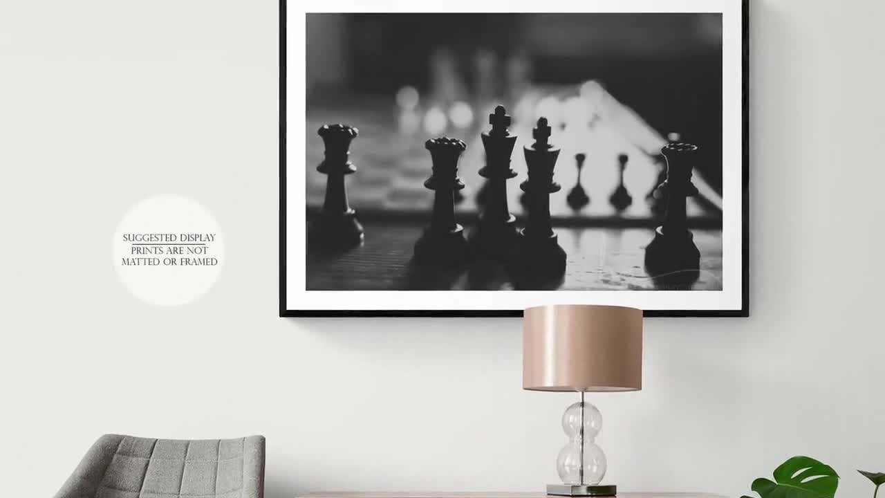 Chess Pieces and Board Black and White Photography Print – Helen Makadia  Fine Art