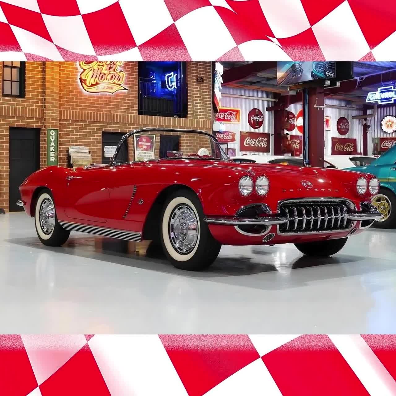 Chevrolet C1 Corvette Convert Red 1962 | 36x24 Inch Unframed