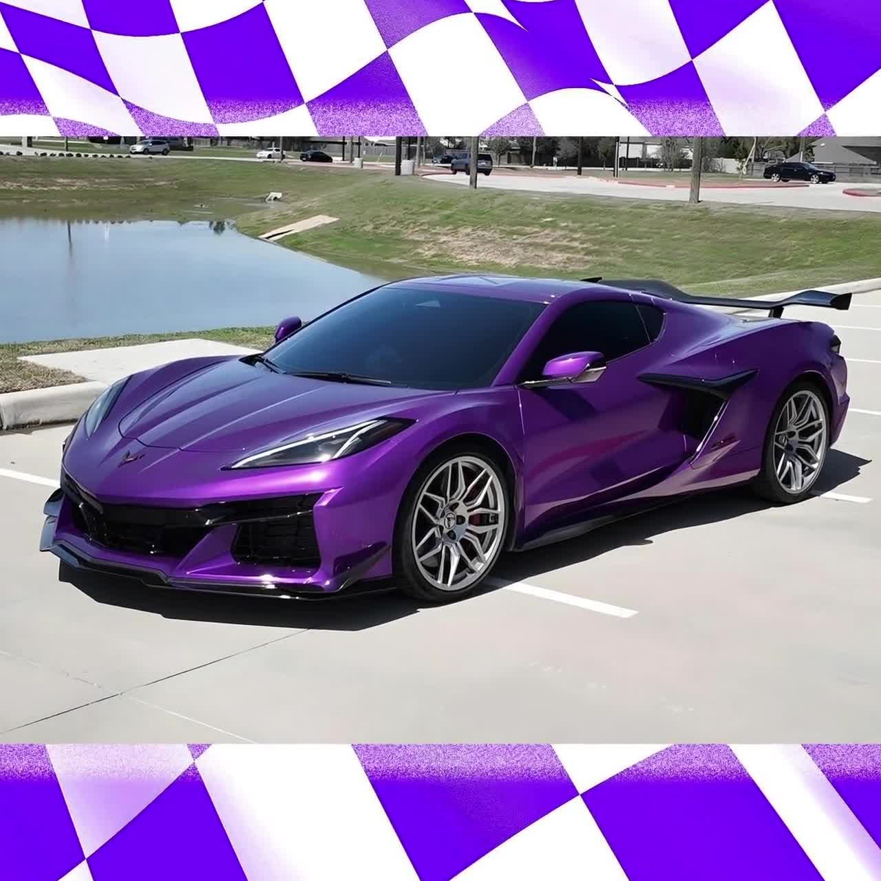 シボレー C8 コルベット Z06 パープル 2024 | 36 x 24インチ フレーム