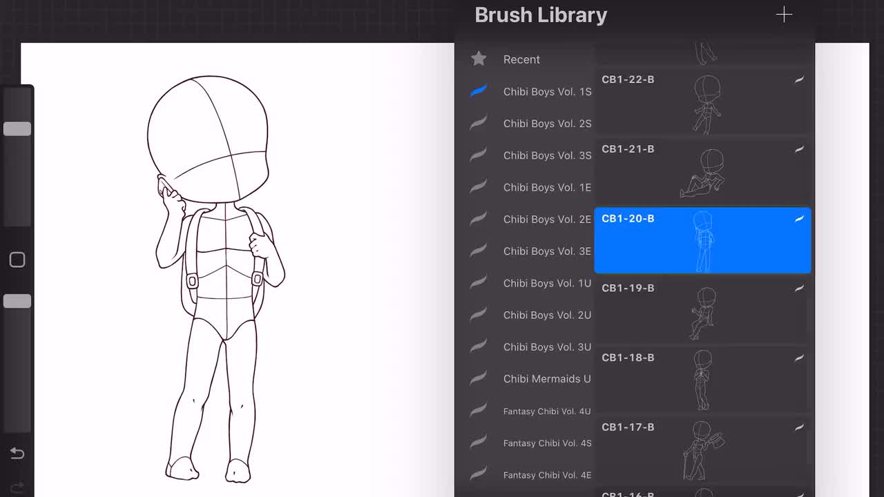 81 Male Chibi Stamps: Procreate Pose Guide Brushes, image size:1280x720