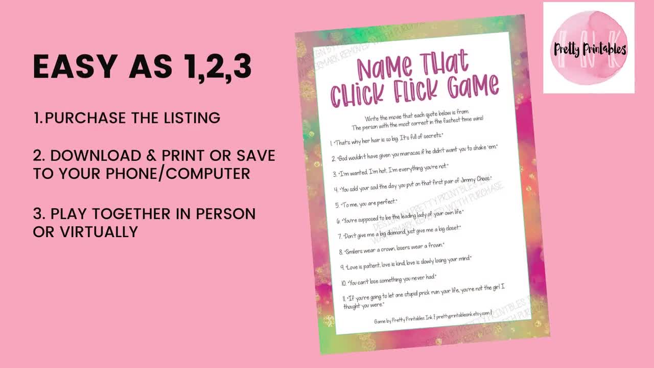 Free Printable Chick Flick Couples Matching Game