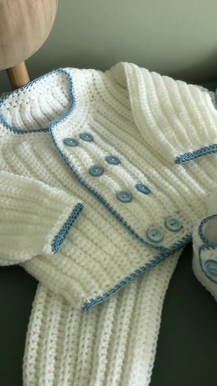 Crochet Pattern Baby Boy Romper Outfit 4-6 Months 