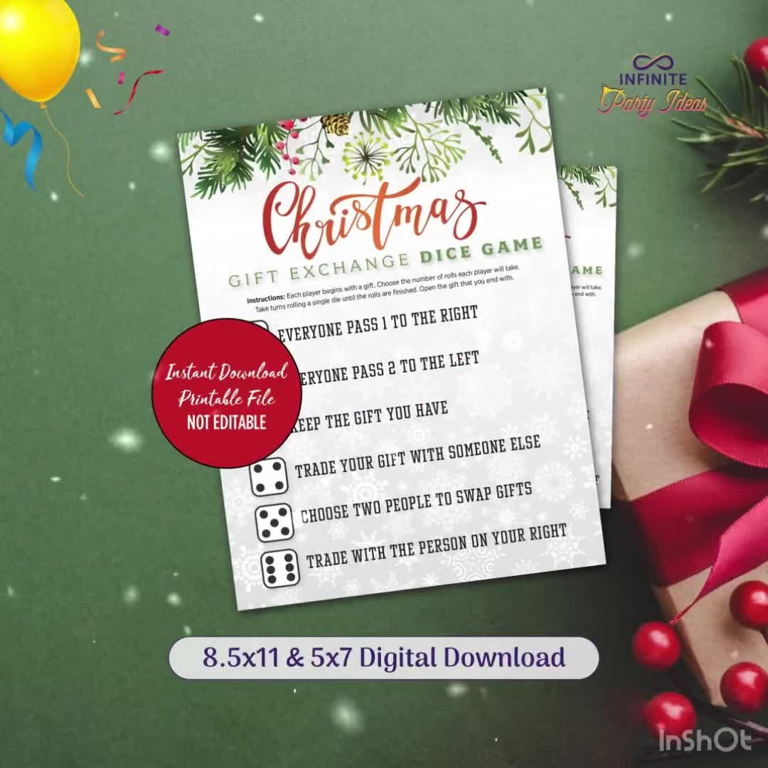 Free Printable Christmas Dice Game For Gift Exchanges | Christmas gift games,  Christmas gift exchange games, Christmas gift exchange