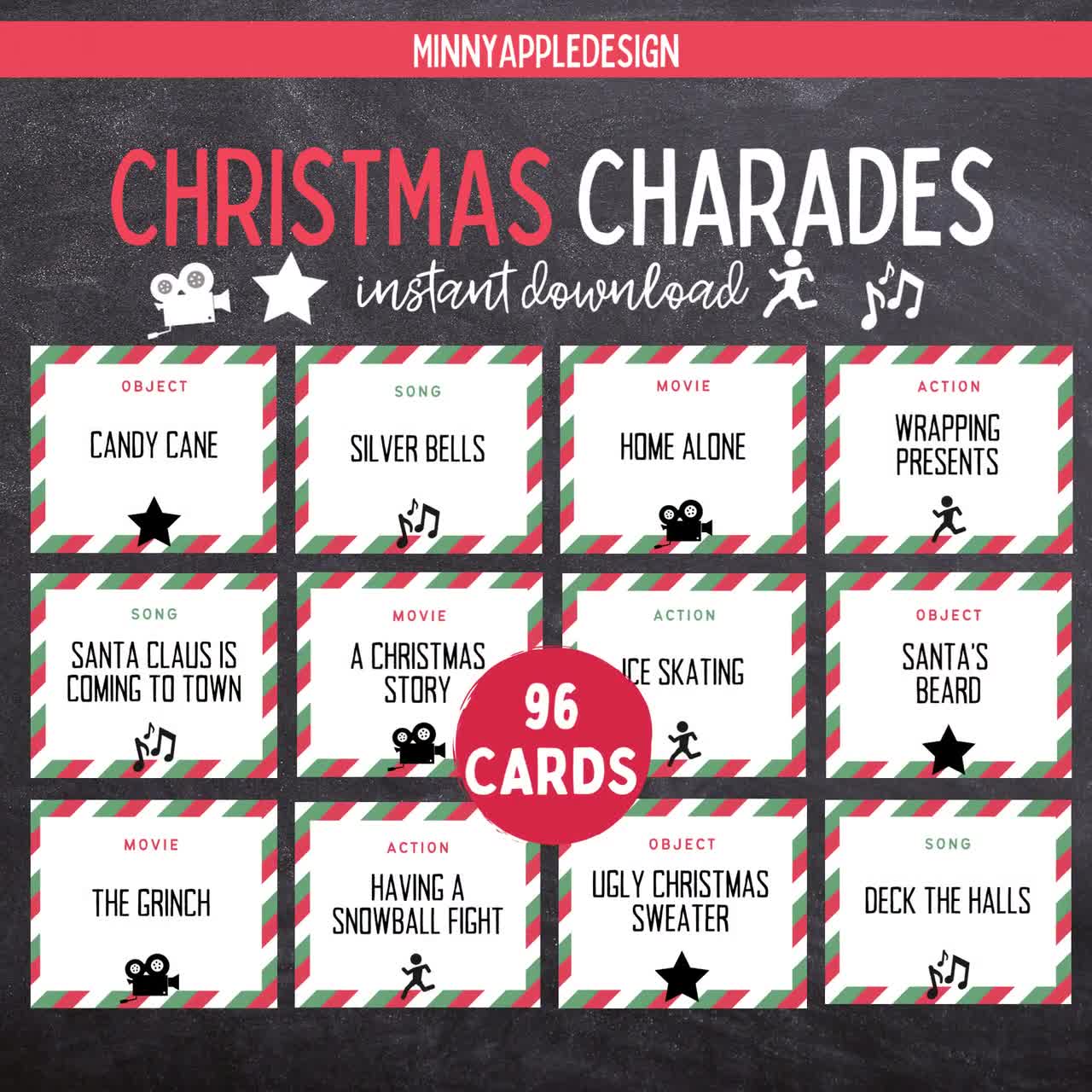 christmas-charades-christmas-printable-game-christmas-party-game-for-adults-and-kids-christmas-movie-christmas-song-printable-etsy